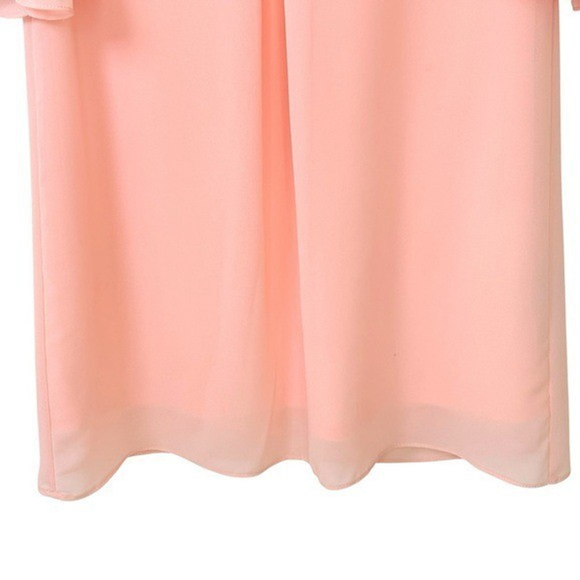 Y2K Ally B. Dainty Feminine Pink PolyChiffon Dress S Bow Bell Sleeve Fairy - Picture 6 of 10